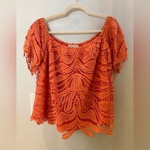 Sugar + Lips Orange Off-the-Shoulder Top (Size S)